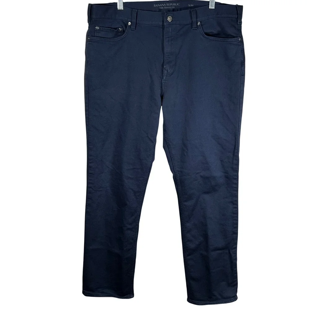 Banana Republic The Traveler Slim Fit Navy Blue Pants Mens 38x32
